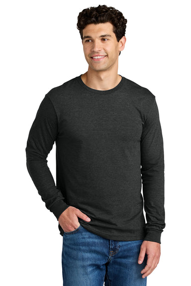 Gildan 67400 Mens Softstyle CVC Long Sleeve Crewneck T-Shirt Pitch Black Mist Model Front