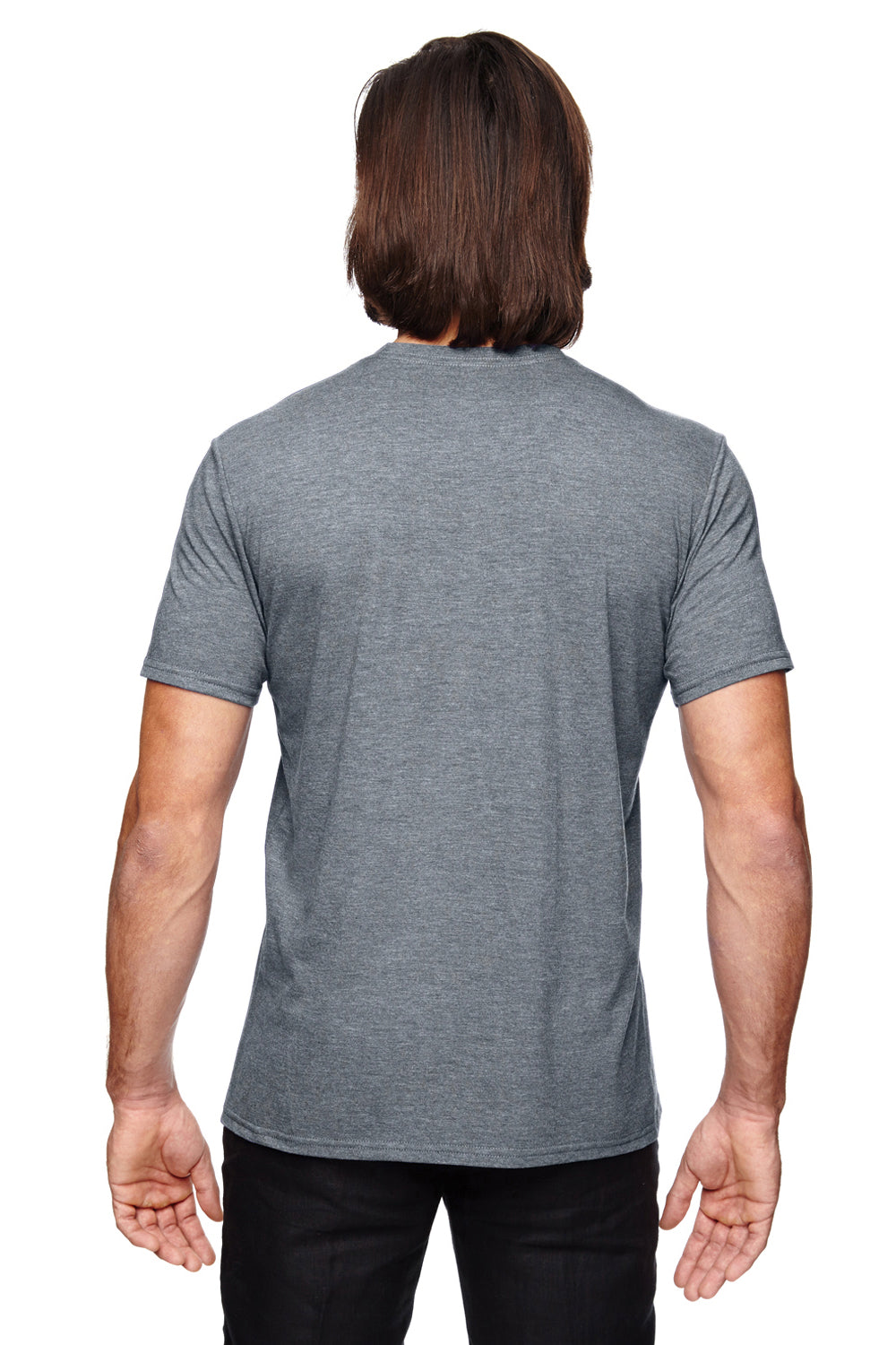 Gildan 6750 Mens Short Sleeve Crewneck T-Shirt Heather Graphite Grey Model Back