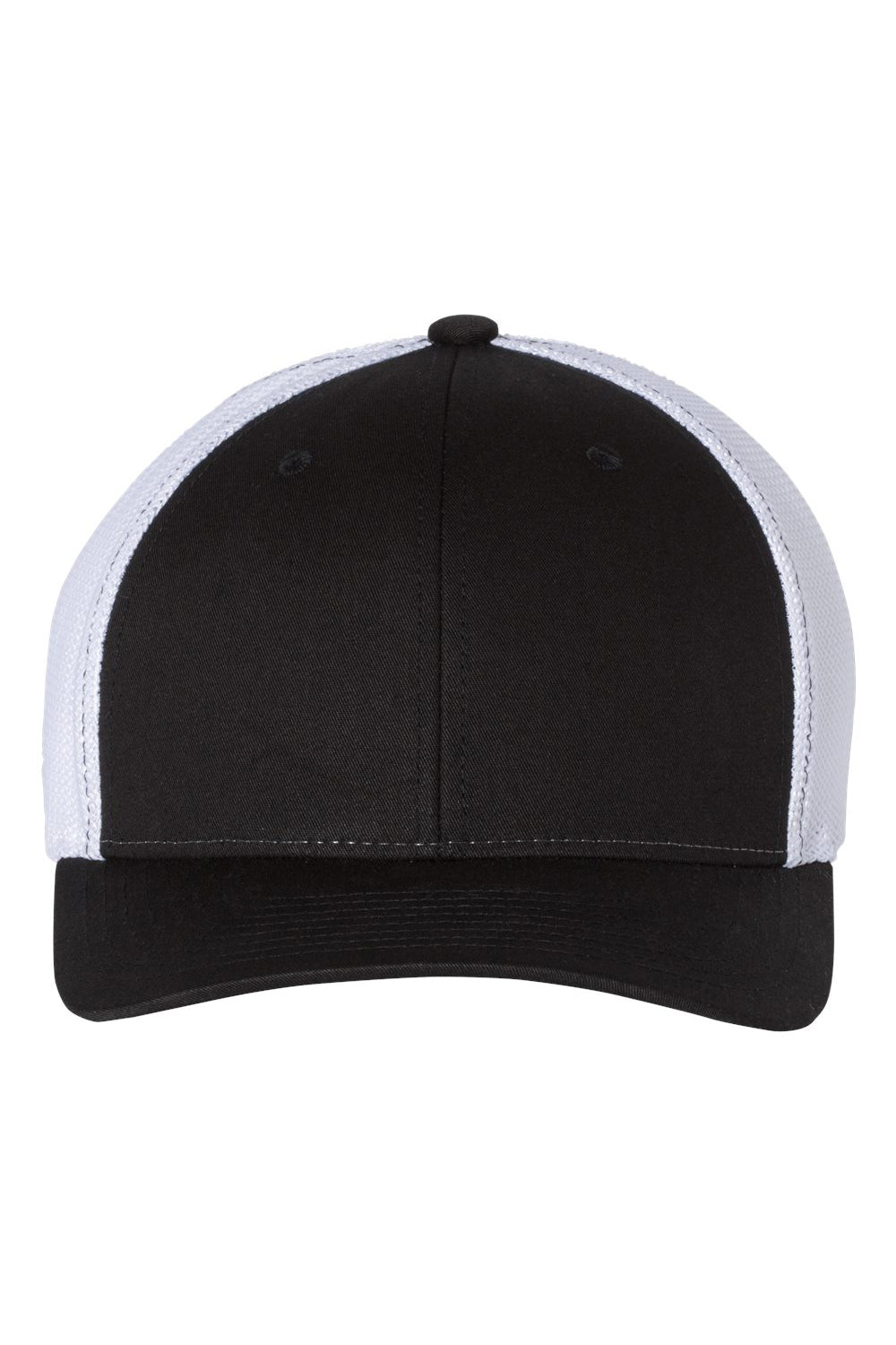 Richardson 110 Mens R-Flex Trucker Hat Black/White Flat Front