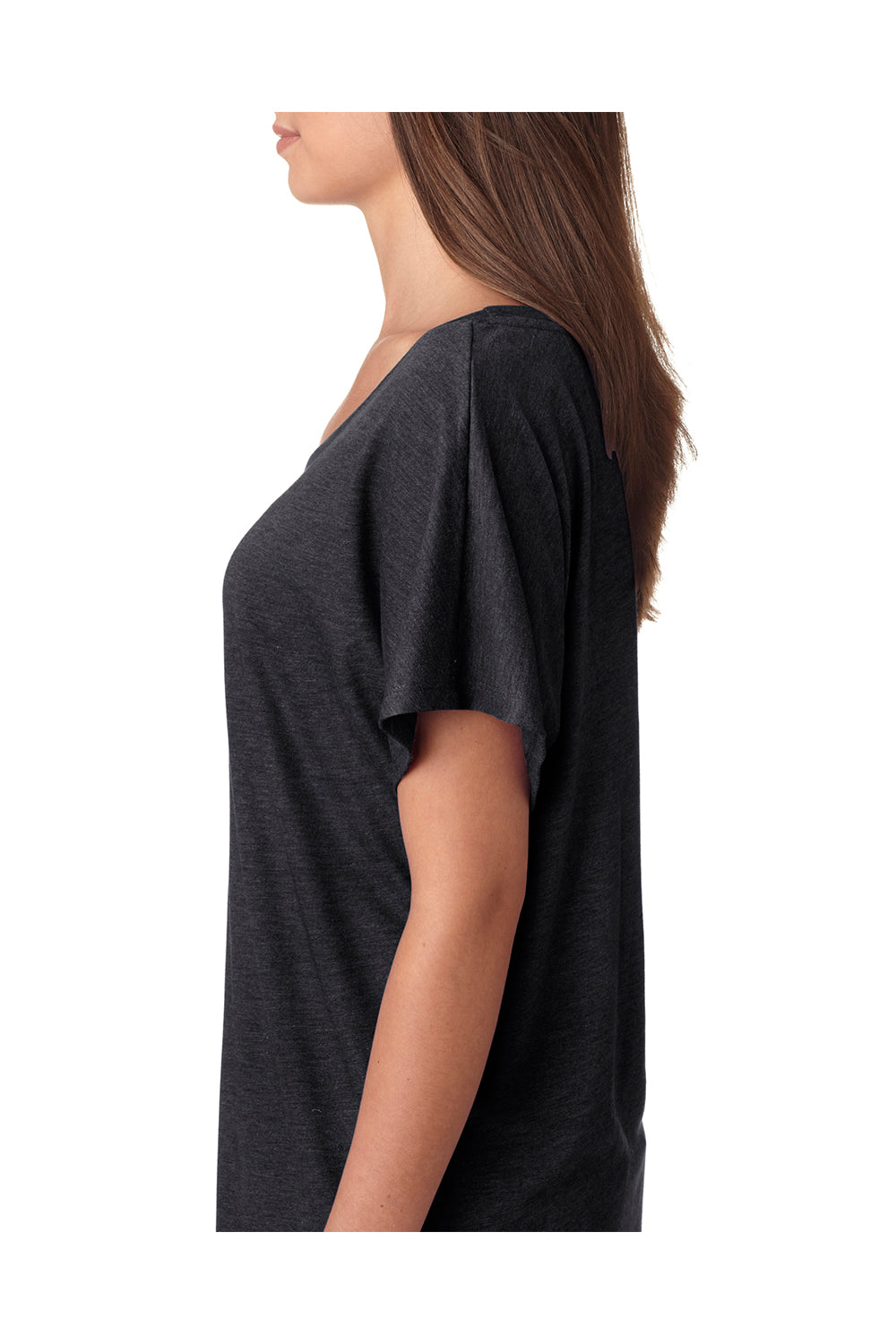 Next Level 6760 Womens Dolman Jersey Short Sleeve Scoop Neck T-Shirt Vintage Black Model Side