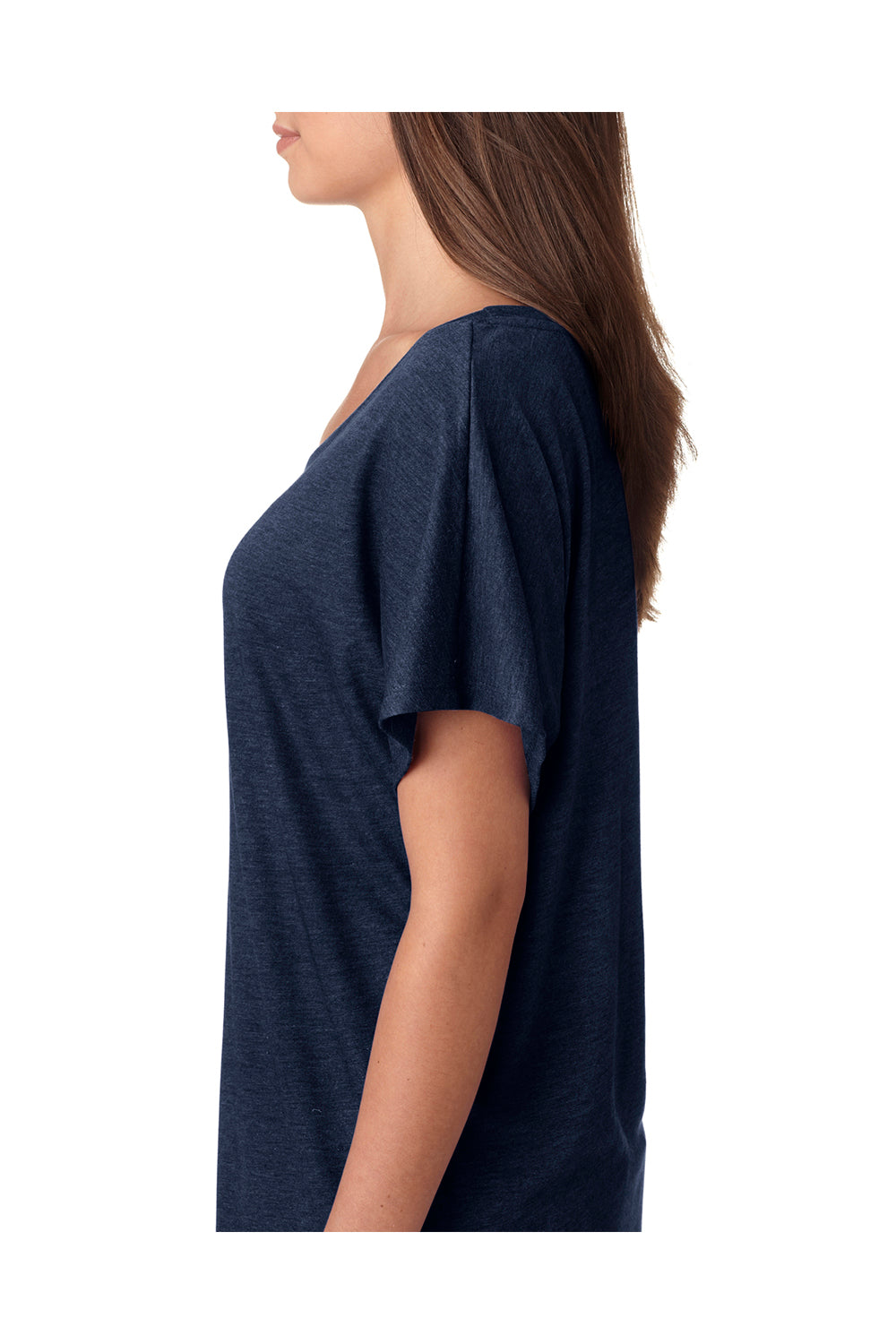 Next Level 6760 Womens Dolman Jersey Short Sleeve Scoop Neck T-Shirt Vintage Navy Blue Model Side