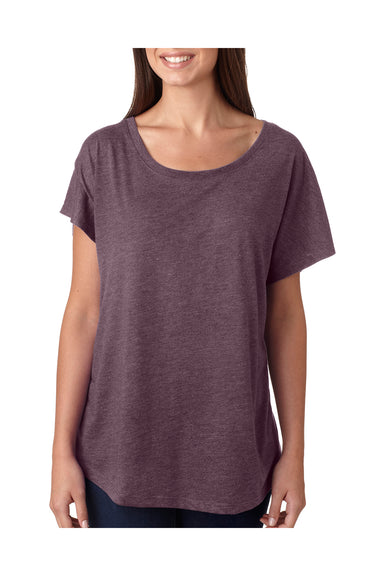 Next Level 6760 Womens Dolman Jersey Short Sleeve Scoop Neck T-Shirt Vintage Purple Model Front