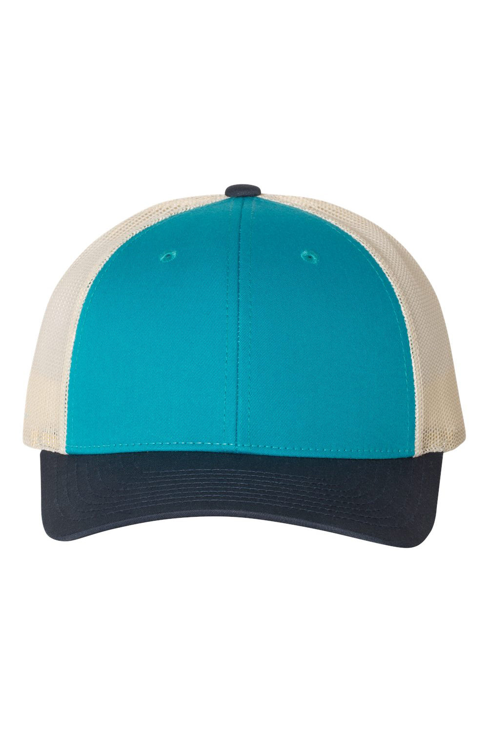 Richardson 115 Mens Low Pro Trucker Hat Teal Blue/Birch/Navy Blue Flat Front