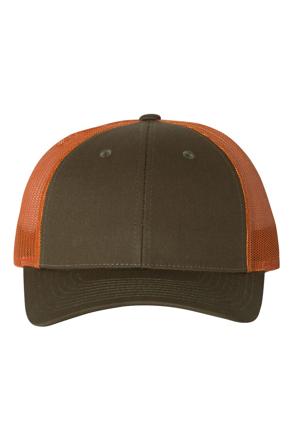 Richardson 115 Mens Low Pro Trucker Hat Dark Loden Green/Jaffa Orange Flat Front