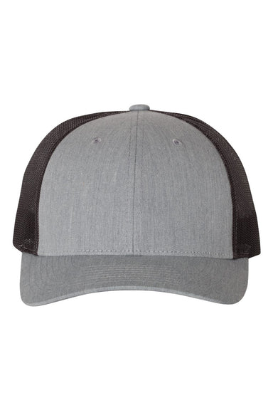 Richardson 115 Mens Low Pro Trucker Hat Heather Grey/Dark Charcoal Grey Flat Front