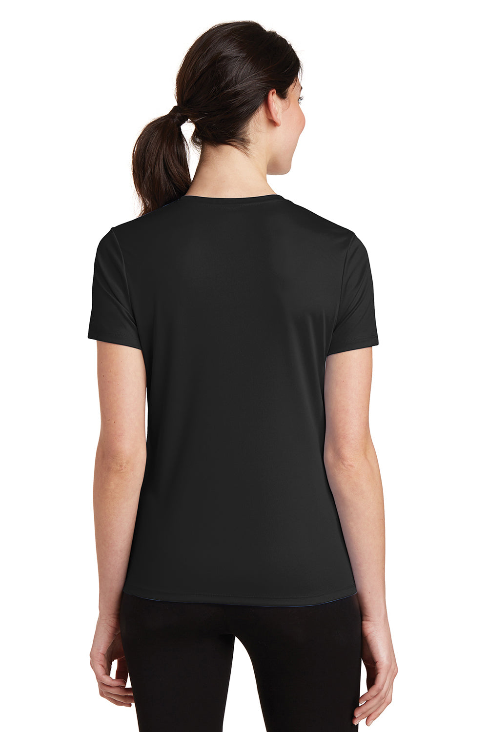 Hanes 4830 Womens Cool DRI FreshIQ Moisture Wicking Short Sleeve Crewneck T-Shirt Black Model Back