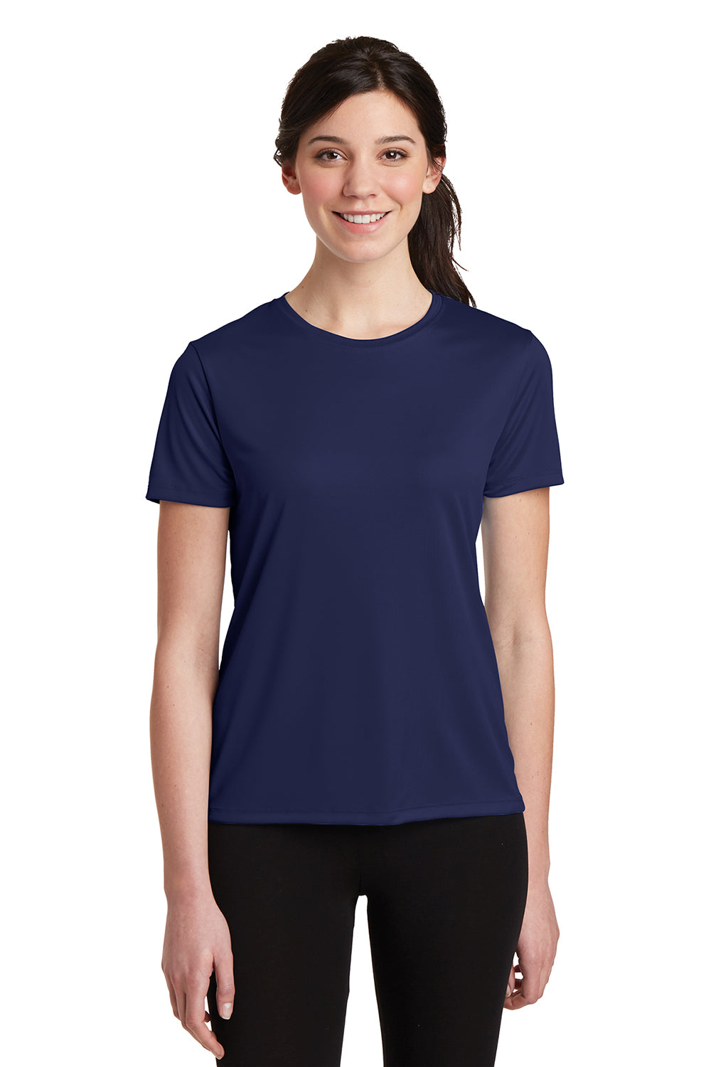 Hanes 4830 Womens Cool DRI FreshIQ Moisture Wicking Short Sleeve Crewneck T-Shirt Navy Blue Model Front