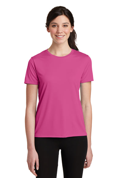 Hanes 4830 Womens Cool DRI FreshIQ Moisture Wicking Short Sleeve Crewneck T-Shirt Wow Pink Model Front