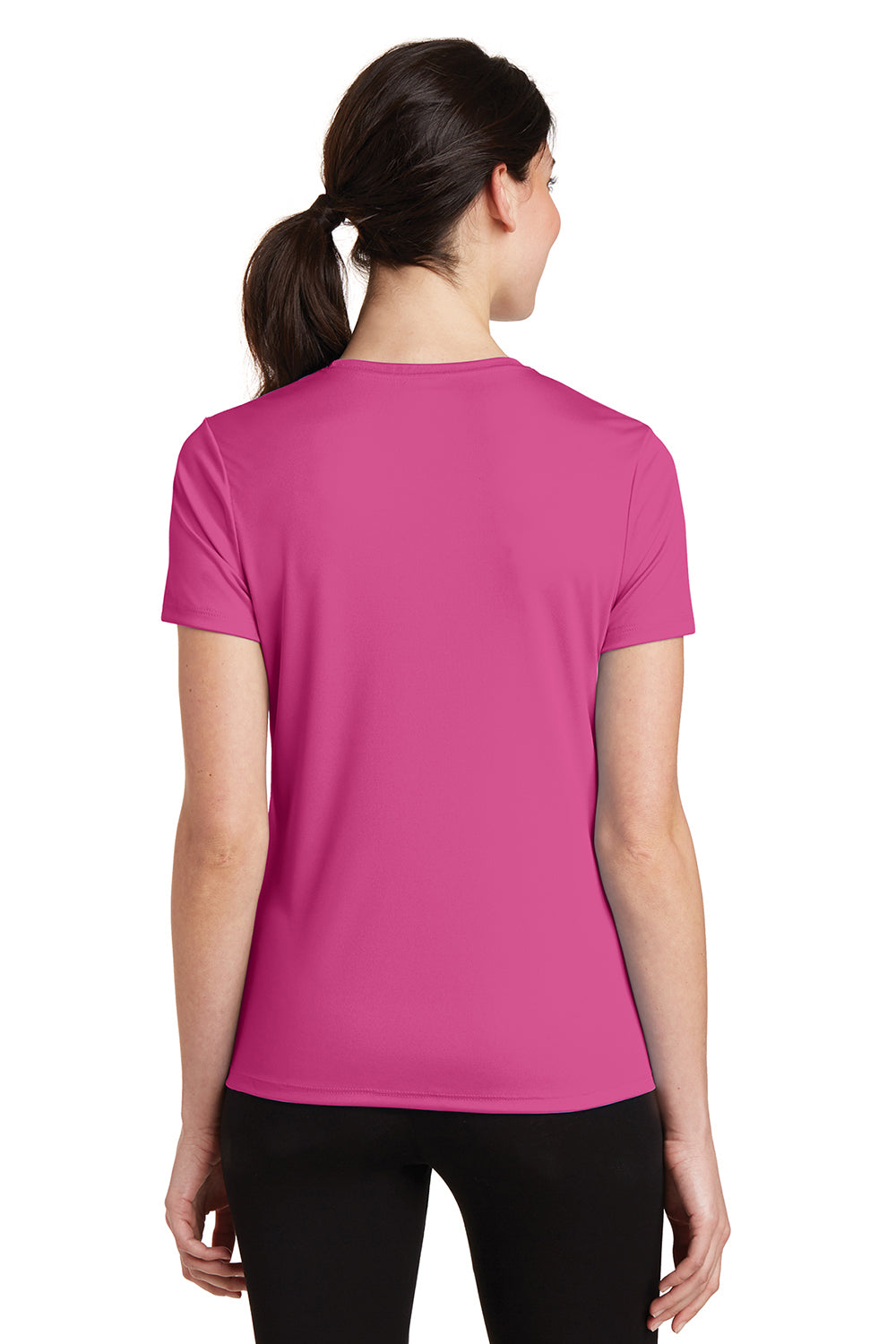 Hanes 4830 Womens Cool DRI FreshIQ Moisture Wicking Short Sleeve Crewneck T-Shirt Wow Pink Model Back