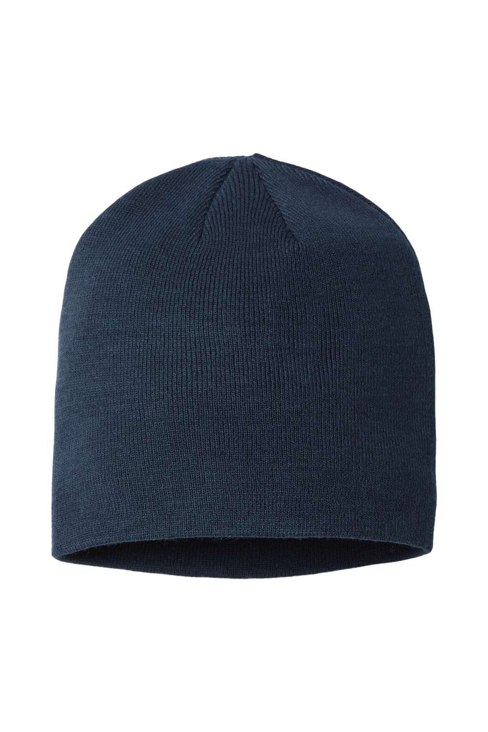 Atlantis Headwear HOLLY Mens Sustainable Beanie Navy Blue Flat Front