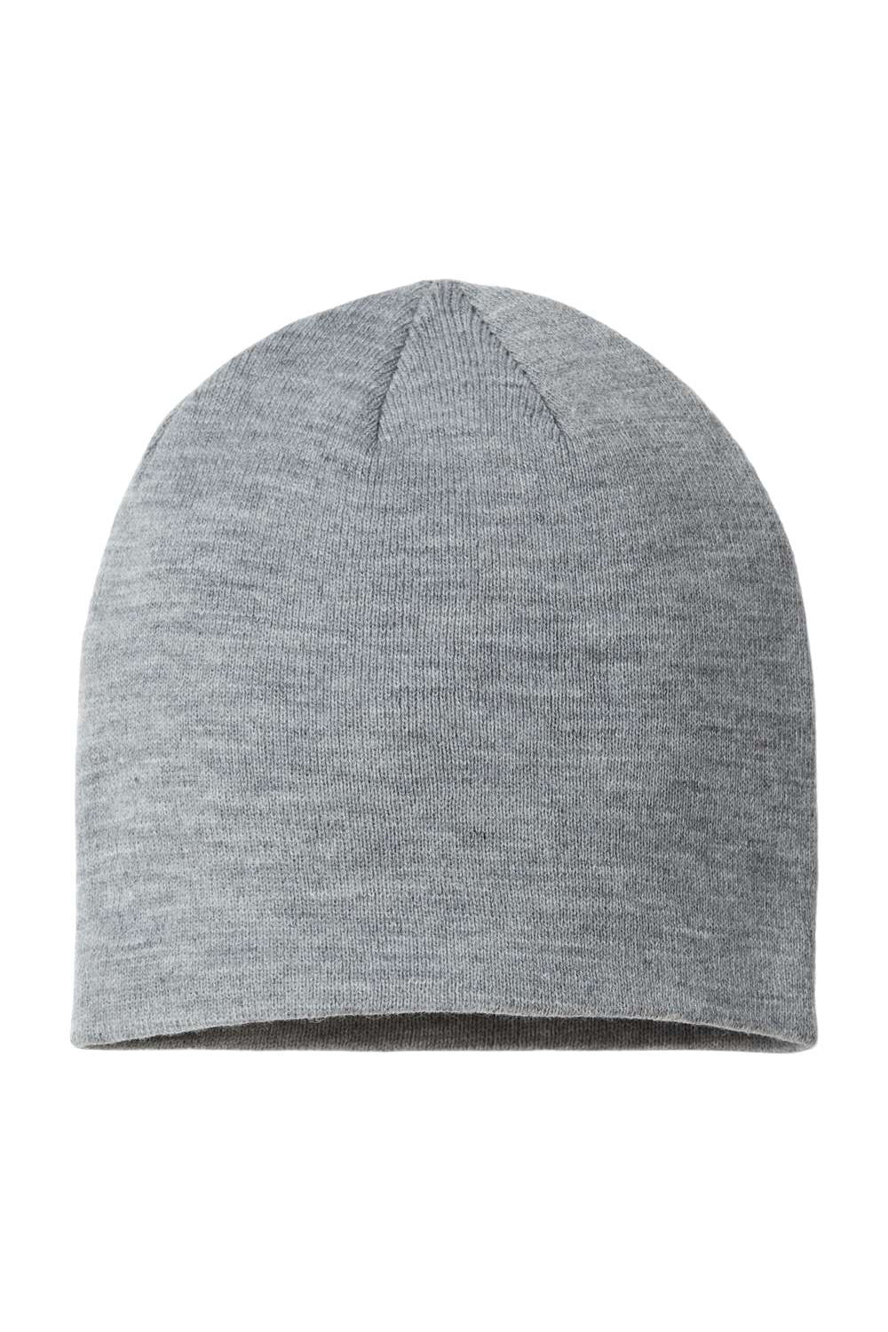 Atlantis Headwear HOLLY Mens Sustainable Beanie Light Grey Melange Flat Front