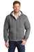 CornerStone CS625 Mens Water Resistant Fleece Full Zip Hooded Sweatshirt Hoodie Grey Model Front