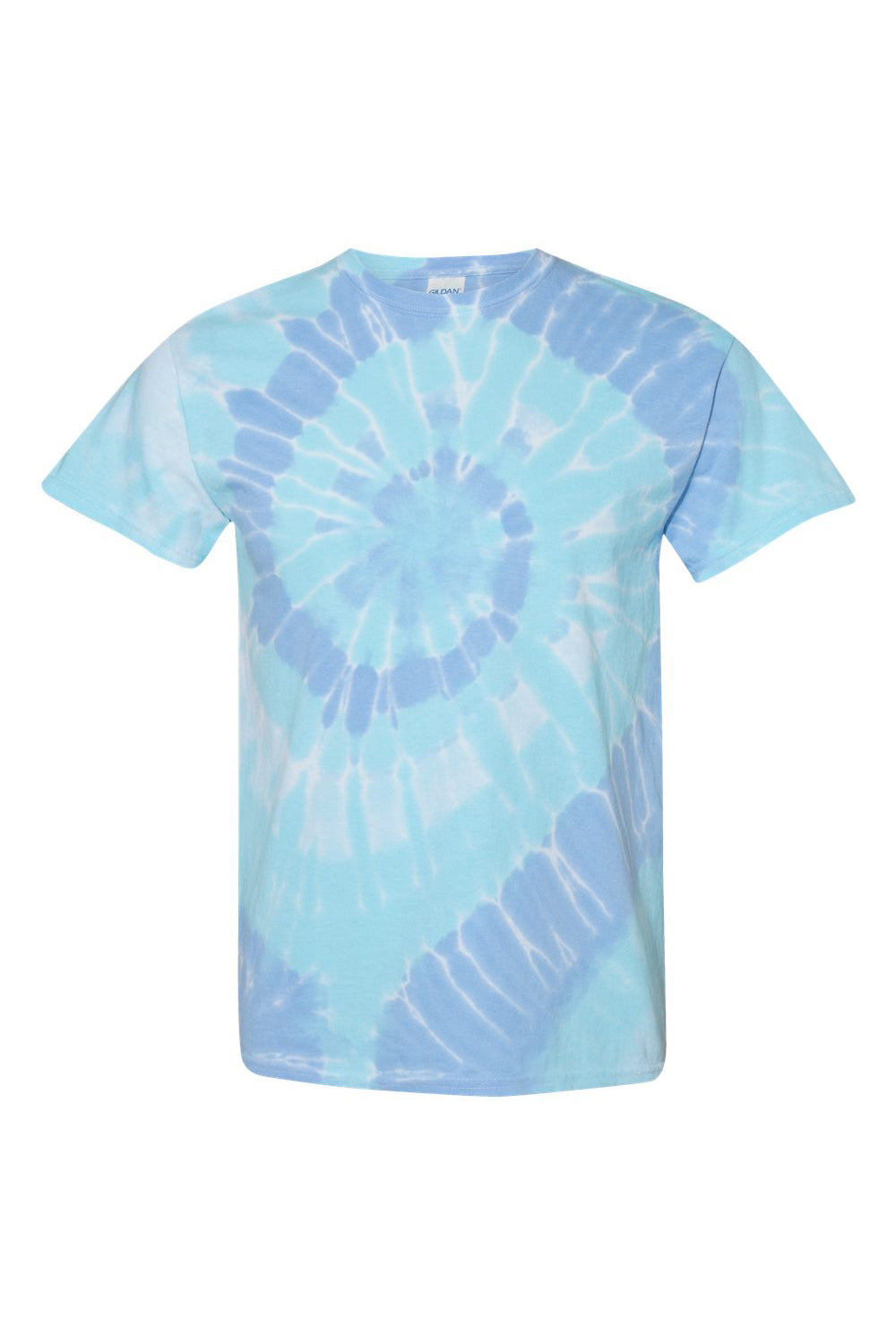 Dyenomite 200MS Mens Spiral Tie Dyed Short Sleeve Crewneck T-Shirt Wildflower Flat Front