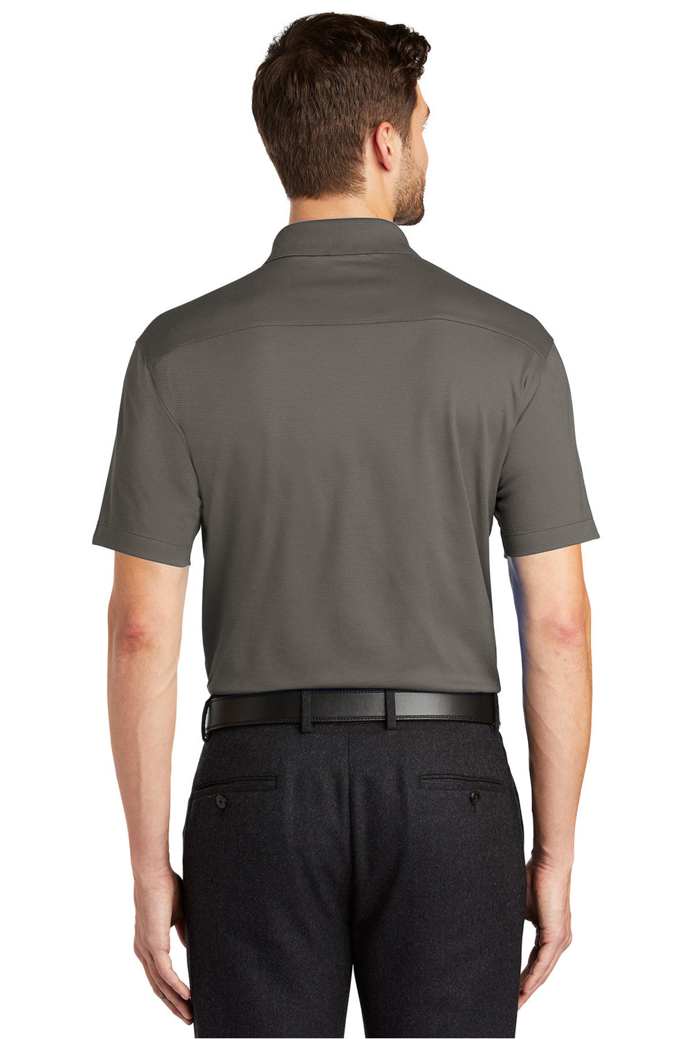 Port Authority K573 Mens Rapid Dry Moisture Wicking Short Sleeve Polo Shirt Smoke Grey Model Back