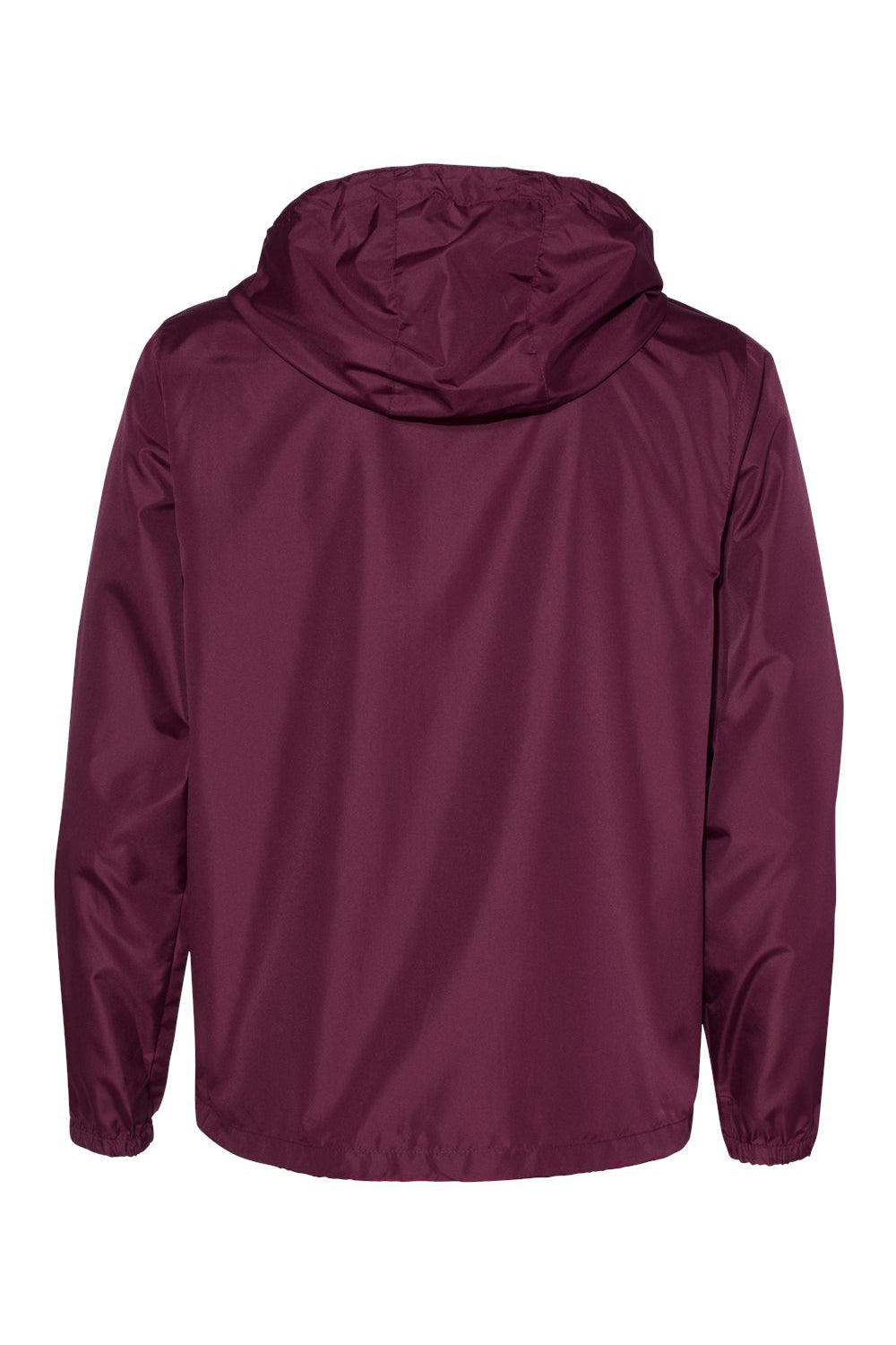 Independent Trading Co. EXP54LWZ Mens Full Zip Windbreaker Hooded Jacket Maroon Flat Back