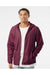 Independent Trading Co. EXP54LWZ Mens Full Zip Windbreaker Hooded Jacket Maroon Model Front