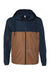 Independent Trading Co. EXP54LWZ Mens Full Zip Windbreaker Hooded Jacket Classic Navy Blue/Saddle Brown Flat Front