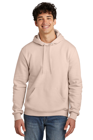 Jerzees 700M/700MR Mens Eco Premium Moisture Wicking Hooded Sweatshirt Hoodie w/ Pouch Pocket Blush Pink Model Front