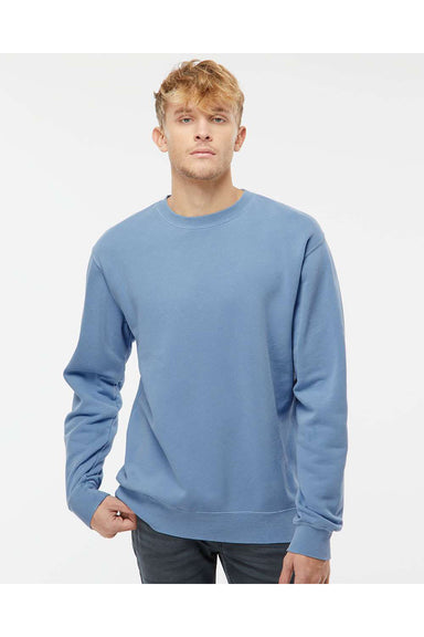 Independent Trading Co. PRM3500 Mens Pigment Dyed Crewneck Sweatshirt Light Blue Model Front