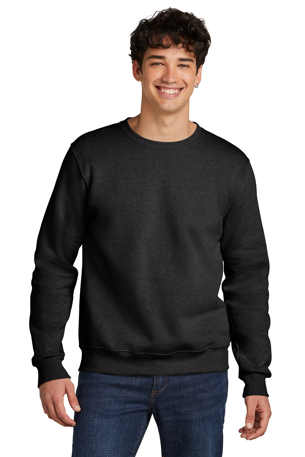 Jerzees 701M/701MR Mens Eco Premium Moisture Wicking Crewneck Sweatshirt Heather Ink Black Model Front