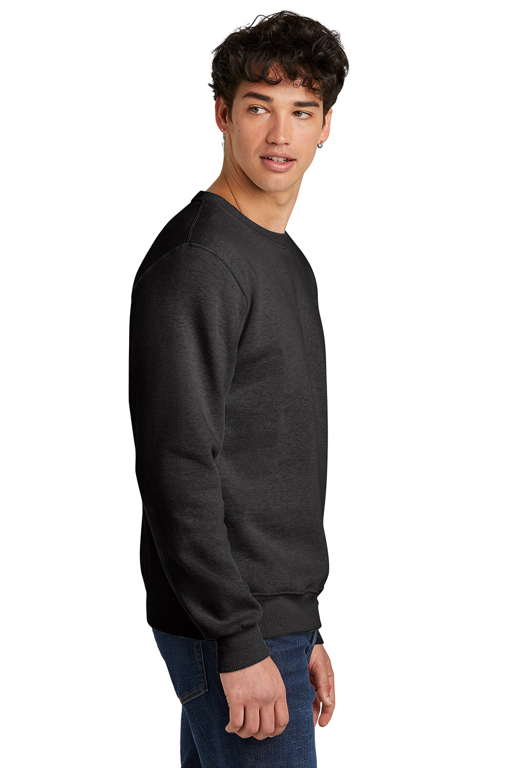 Jerzees 701M/701MR Mens Eco Premium Moisture Wicking Crewneck Sweatshirt Heather Ink Black Model Side