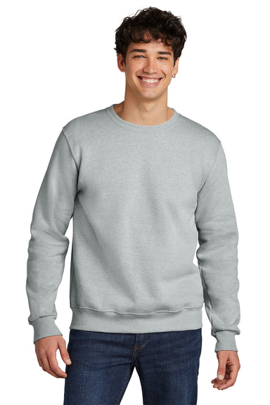 Jerzees 701M/701MR Mens Eco Premium Moisture Wicking Crewneck Sweatshirt Heather Frost Grey Model Front