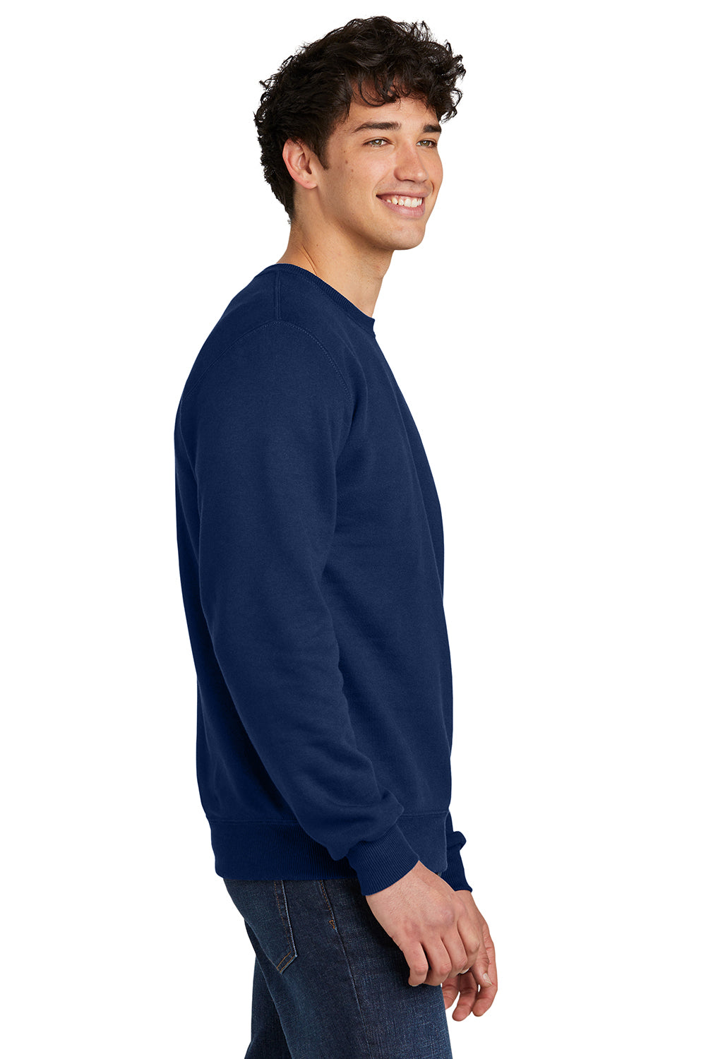 Jerzees 701M/701MR Mens Eco Premium Moisture Wicking Crewneck Sweatshirt Navy Blue Model Side