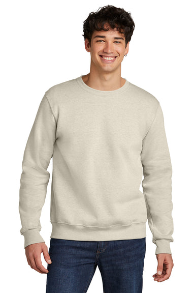 Jerzees 701M/701MR Mens Eco Premium Moisture Wicking Crewneck Sweatshirt Heather Sweet Cream Model Front