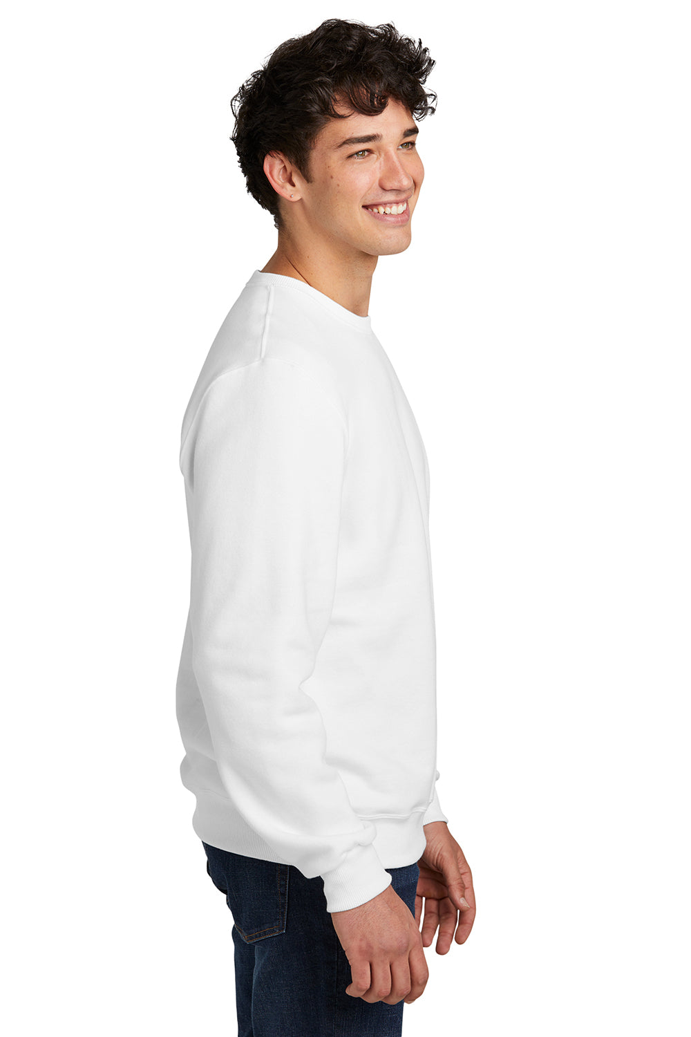 Jerzees 701M/701MR Mens Eco Premium Moisture Wicking Crewneck Sweatshirt White Model Side