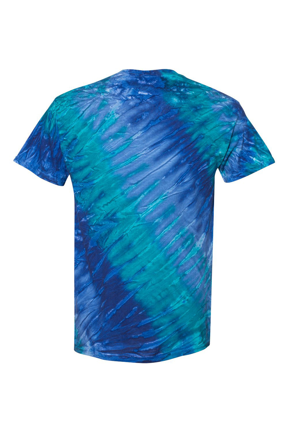 Dyenomite 200TL Mens Tilt Tie Dyed Short Sleeve Crewneck T-Shirt Blue Flat Back