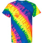 Dyenomite Mens Tilt Tie Dyed Short Sleeve Crewneck T-Shirt - Flo Rainbow - Closeout