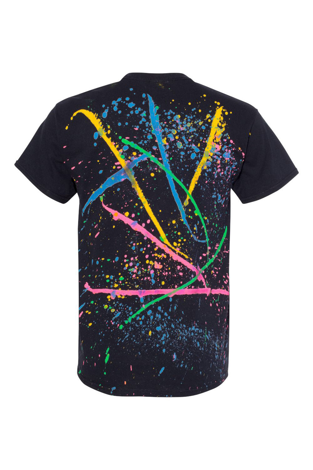 Dyenomite 200SL Mens Splatter Short Sleeve Crewneck T-Shirt Black/Rainbow Flat Back