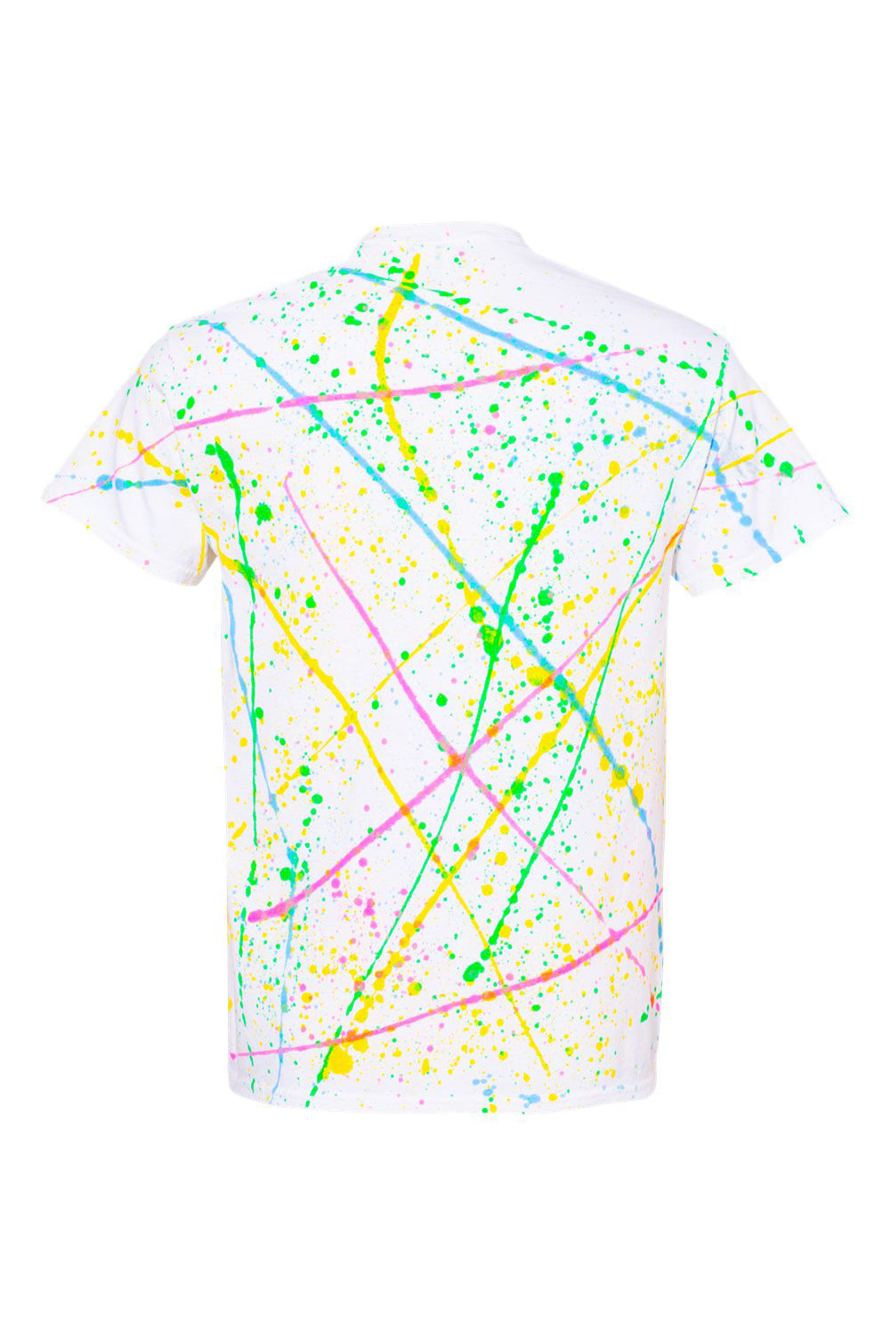 Dyenomite 200SL Mens Splatter Short Sleeve Crewneck T-Shirt White/Rainbow Flat Back