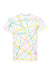 Dyenomite 200SL Mens Splatter Short Sleeve Crewneck T-Shirt White/Rainbow Flat Front