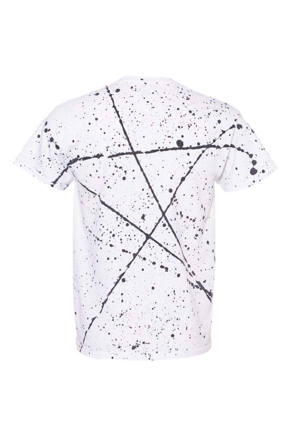 Dyenomite 200SL Mens Splatter Short Sleeve Crewneck T-Shirt White/Black Flat Back