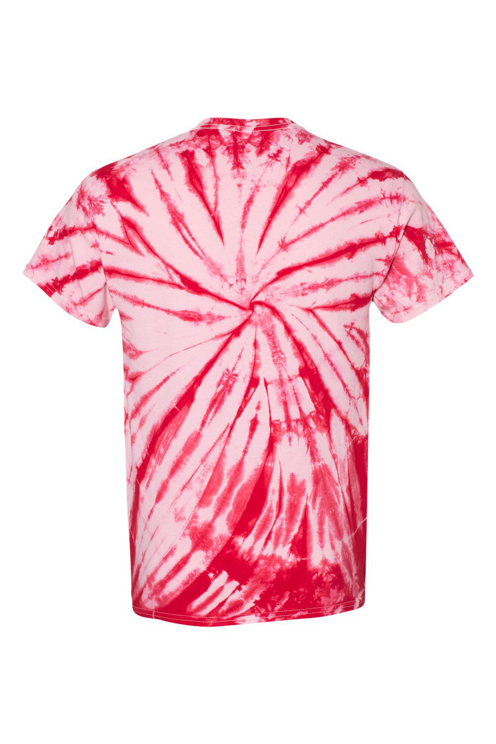 Dyenomite 200CC Mens Contrast Cyclone Tie Dyed Short Sleeve Crewneck T-Shirt Red Flat Back