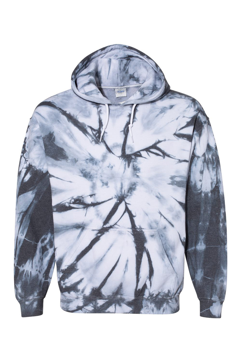 Dyenomite 680VR Mens Blended Tie Dyed Hooded Sweatshirt Hoodie Black Cyclone Flat Front