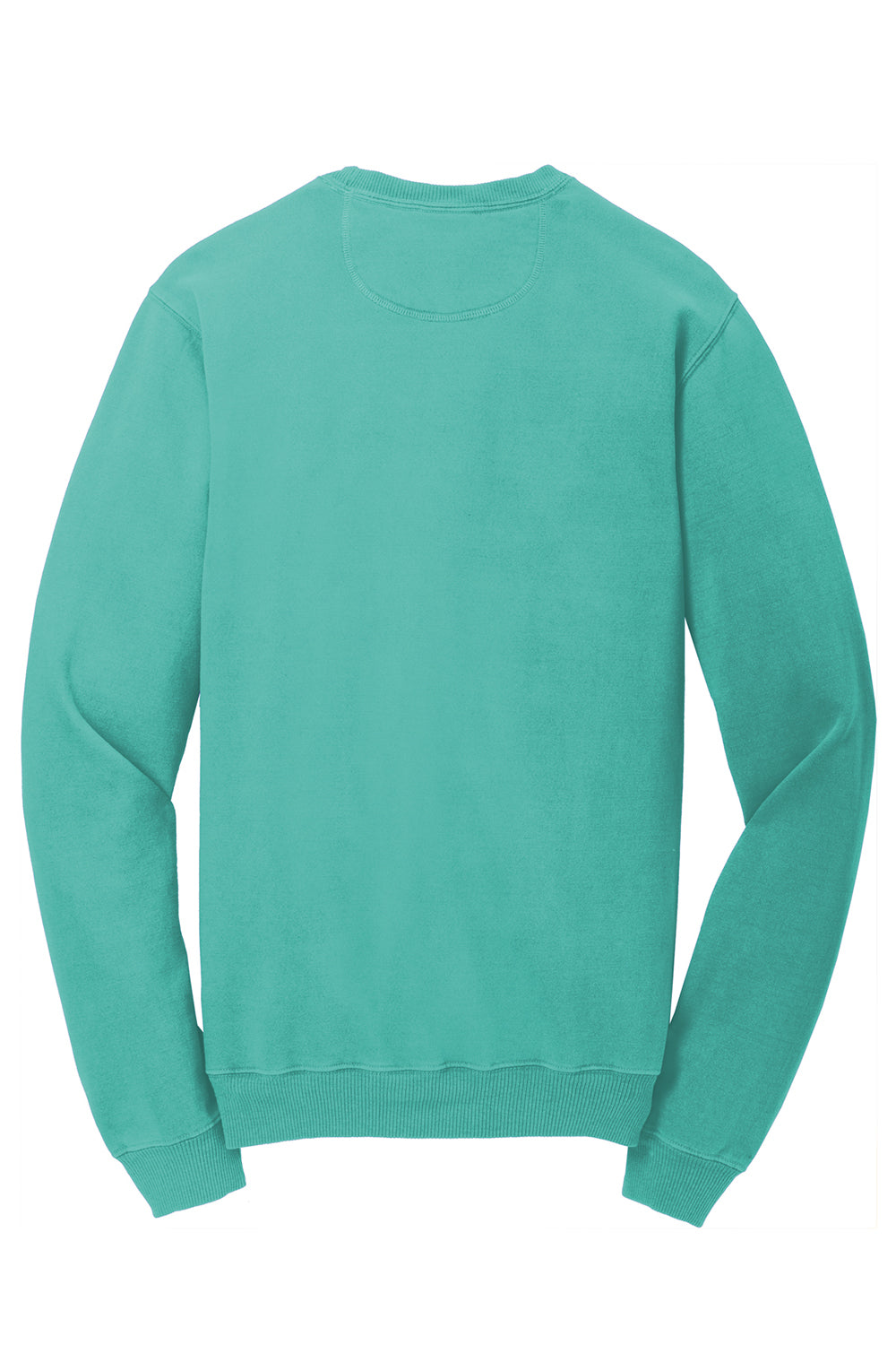 Port & Company PC098 Mens Beach Wash Fleece Crewneck Sweatshirt Peacock Green Flat Back