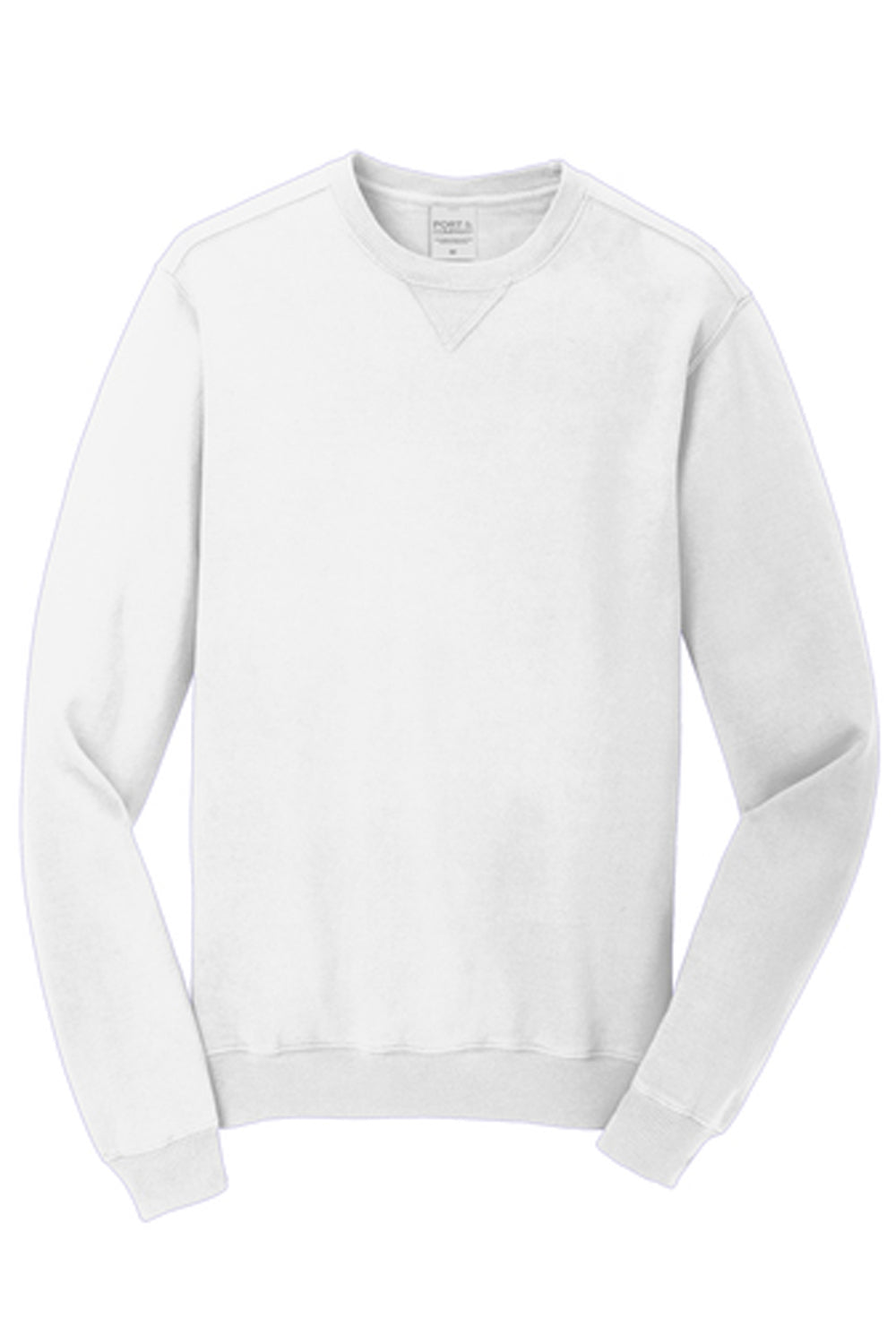 Port & Company PC098 Mens Beach Wash Fleece Crewneck Sweatshirt White Flat Front