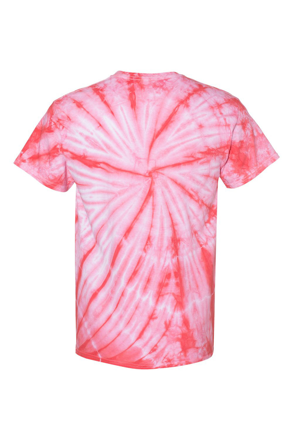 Dyenomite 200CY Mens Cyclone Pinwheel Tie Dyed Short Sleeve Crewneck T-Shirt Coral Flat Back