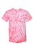 Dyenomite 200CY Mens Cyclone Pinwheel Tie Dyed Short Sleeve Crewneck T-Shirt Coral Flat Front