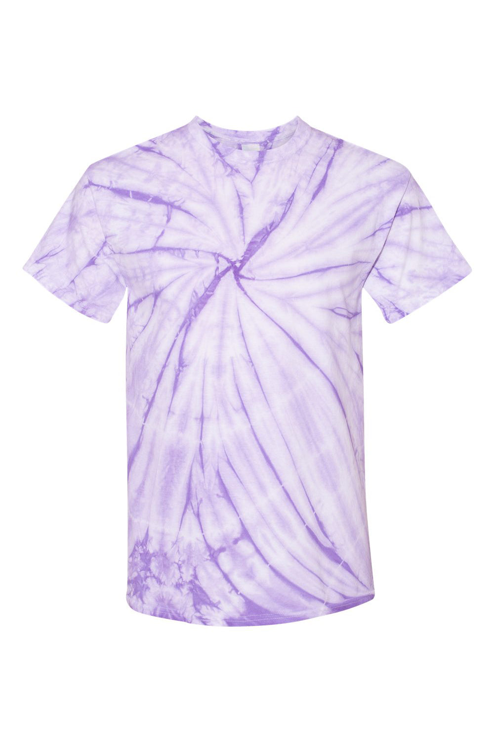 Dyenomite 200CY Mens Cyclone Pinwheel Tie Dyed Short Sleeve Crewneck T-Shirt Lavender Flat Front