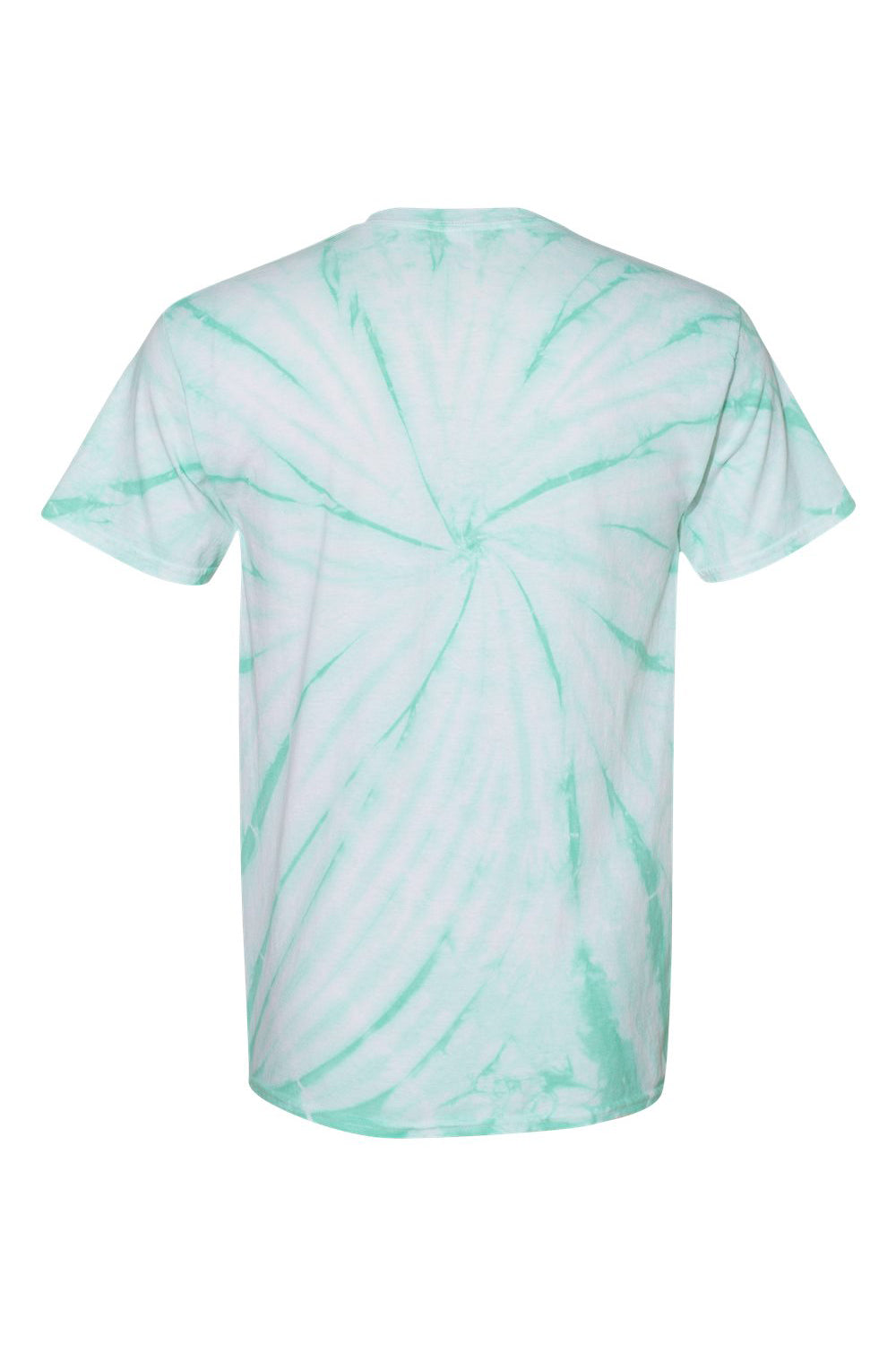 Dyenomite 200CY Mens Cyclone Pinwheel Tie Dyed Short Sleeve Crewneck T-Shirt Mint Green Flat Back