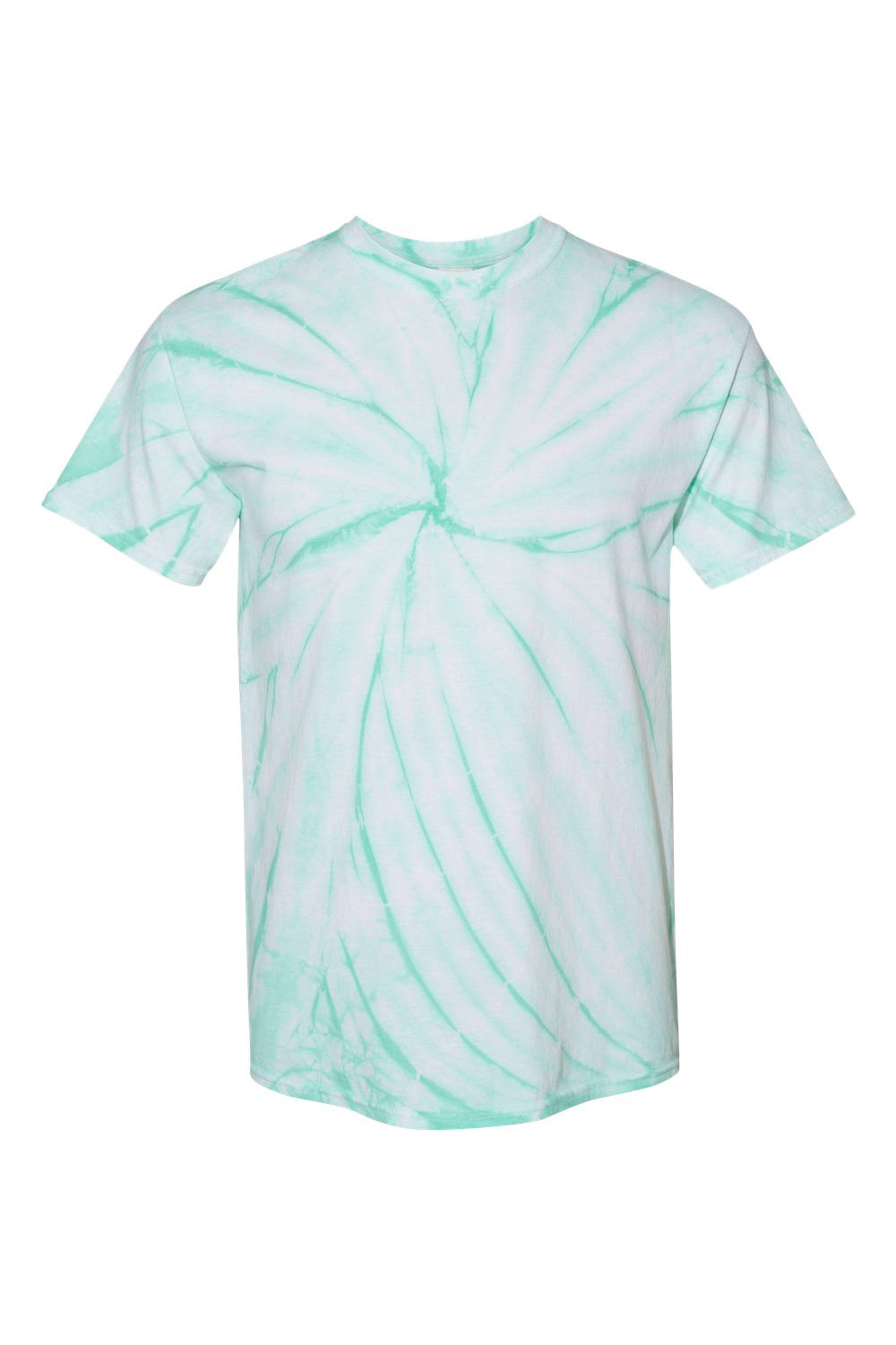 Dyenomite 200CY Mens Cyclone Pinwheel Tie Dyed Short Sleeve Crewneck T-Shirt Mint Green Flat Front