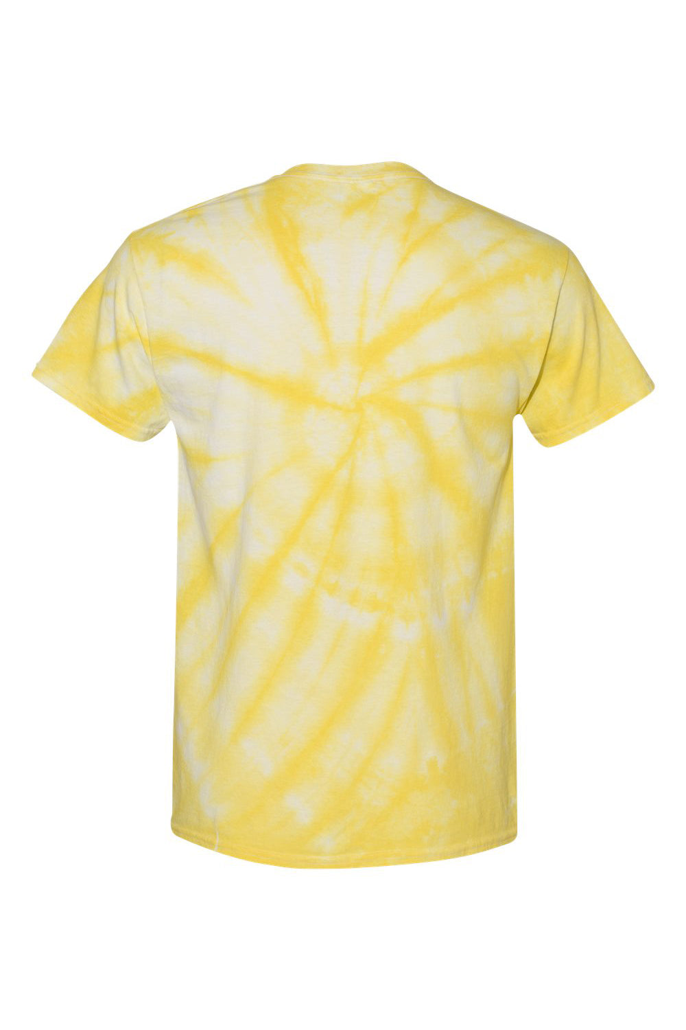 Dyenomite 200CY Mens Cyclone Pinwheel Tie Dyed Short Sleeve Crewneck T-Shirt Pale Yellow Flat Back