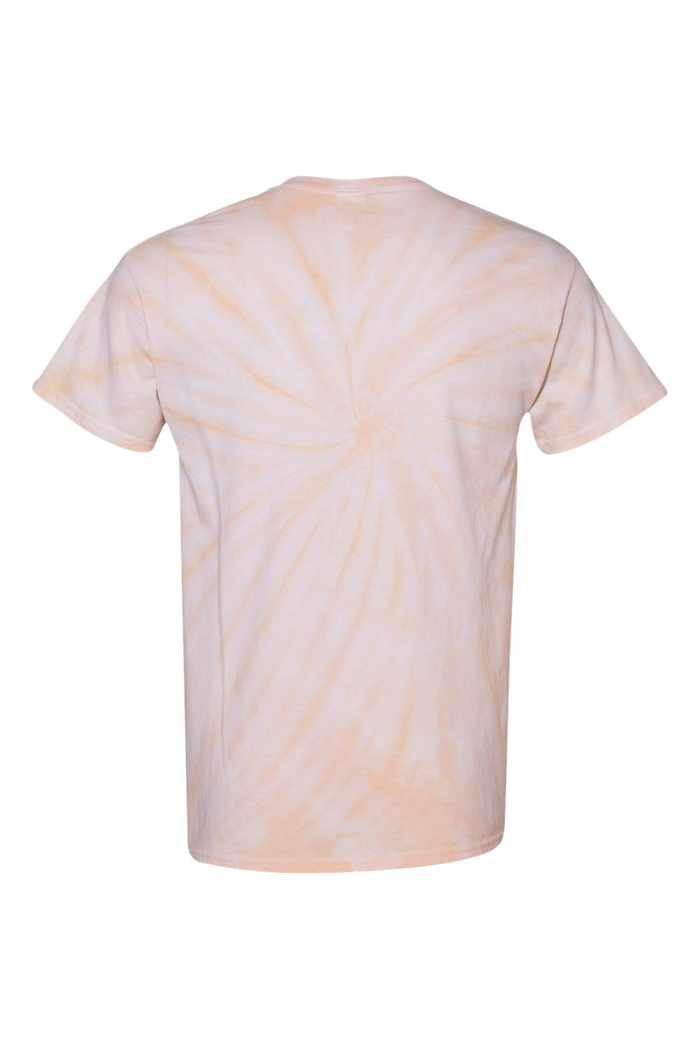 Dyenomite 200CY Mens Cyclone Pinwheel Tie Dyed Short Sleeve Crewneck T-Shirt Peach Flat Back