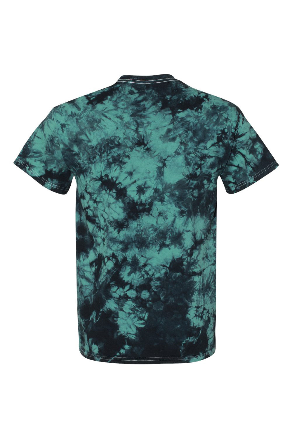 Dyenomite 200CR Mens Crystal Tie Dyed Short Sleeve Crewneck T-Shirt Black/Teal Flat Back