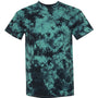 Dyenomite Mens Crystal Tie Dyed Short Sleeve Crewneck T-Shirt - Black/Teal - NEW