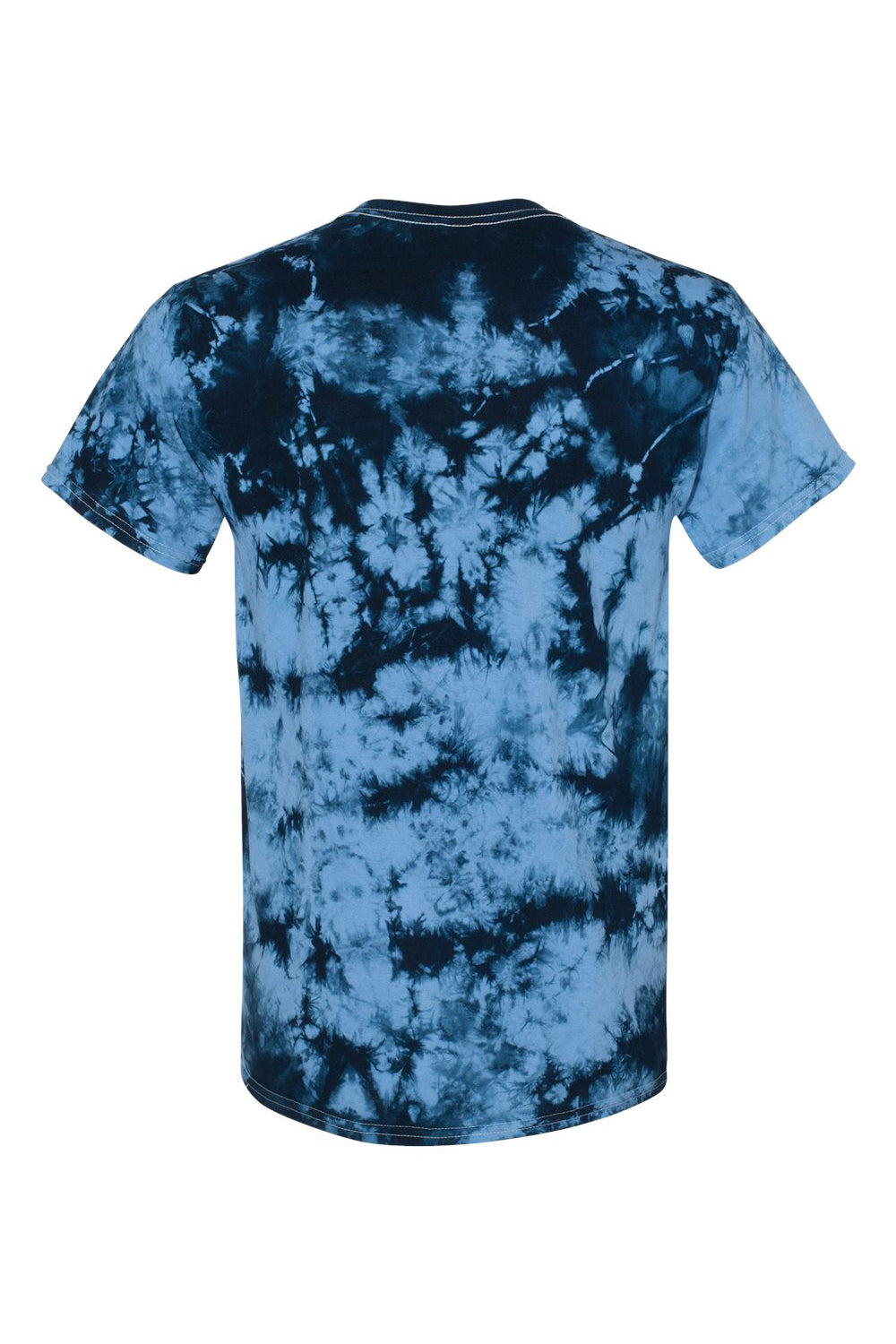 Dyenomite 200CR Mens Crystal Tie Dyed Short Sleeve Crewneck T-Shirt Navy Blue/Columbia Flat Back