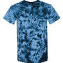 Dyenomite Mens Crystal Tie Dyed Short Sleeve Crewneck T-Shirt - Navy Blue/Columbia - NEW